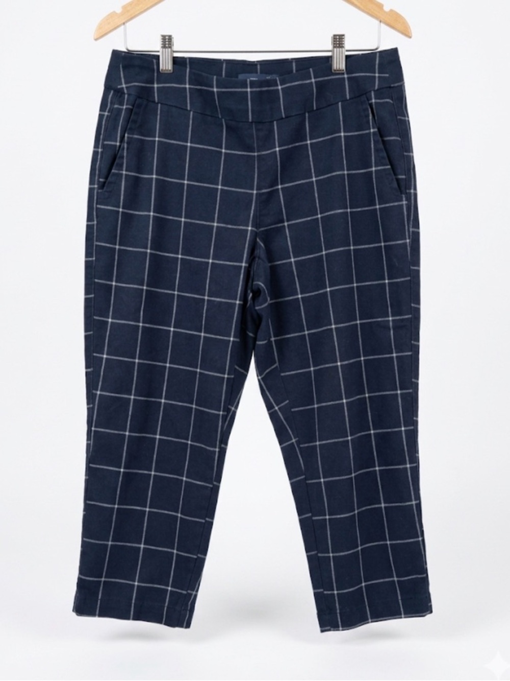 Chaps Navy Windowpane Chinos